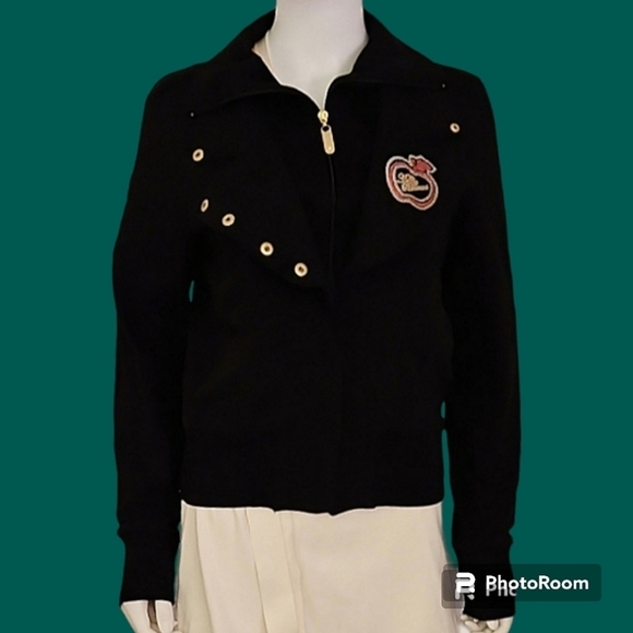 VTG APPLE BOTTOMS Black Moto Style Sequin Logo Zipper Jacket - Picture 1 of 13